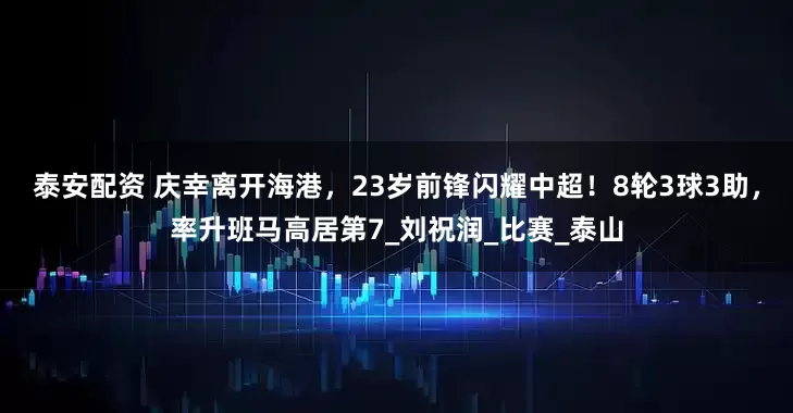 泰安配资 庆幸离开海港，23岁前锋闪耀中超！8轮3球3助，率升班马高居第7_刘祝润_比赛_泰山